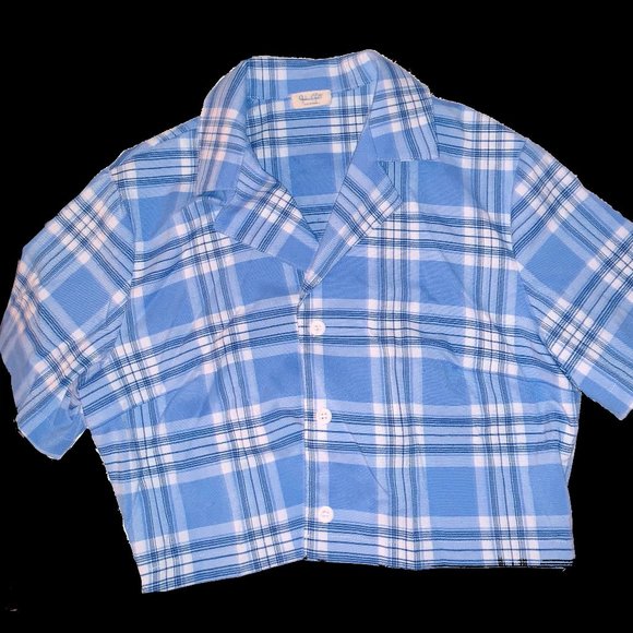 Brandy Melville Tops - Plaid Button Down Crop Top